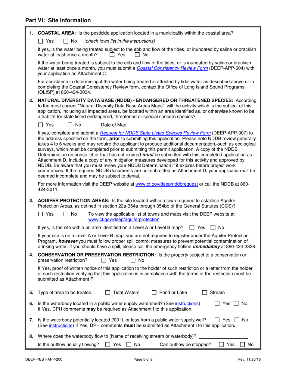 Form DEEP-PEST-APP-200 Permit Application for the Use of Pesticides in State Waters - Connecticut, Page 5