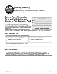 Form DEEP-RCY-REG-013 General Permit Registration Form for the Collection and Storage of Post-consumer Paint - Connecticut