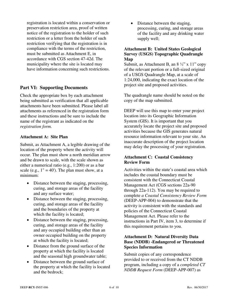 Instructions for Form DEEP-RCY-REG-006 General Permit Registration Form for the Addition of Grass Clippings at Registered Leaf Composting Facilities - Connecticut, Page 6