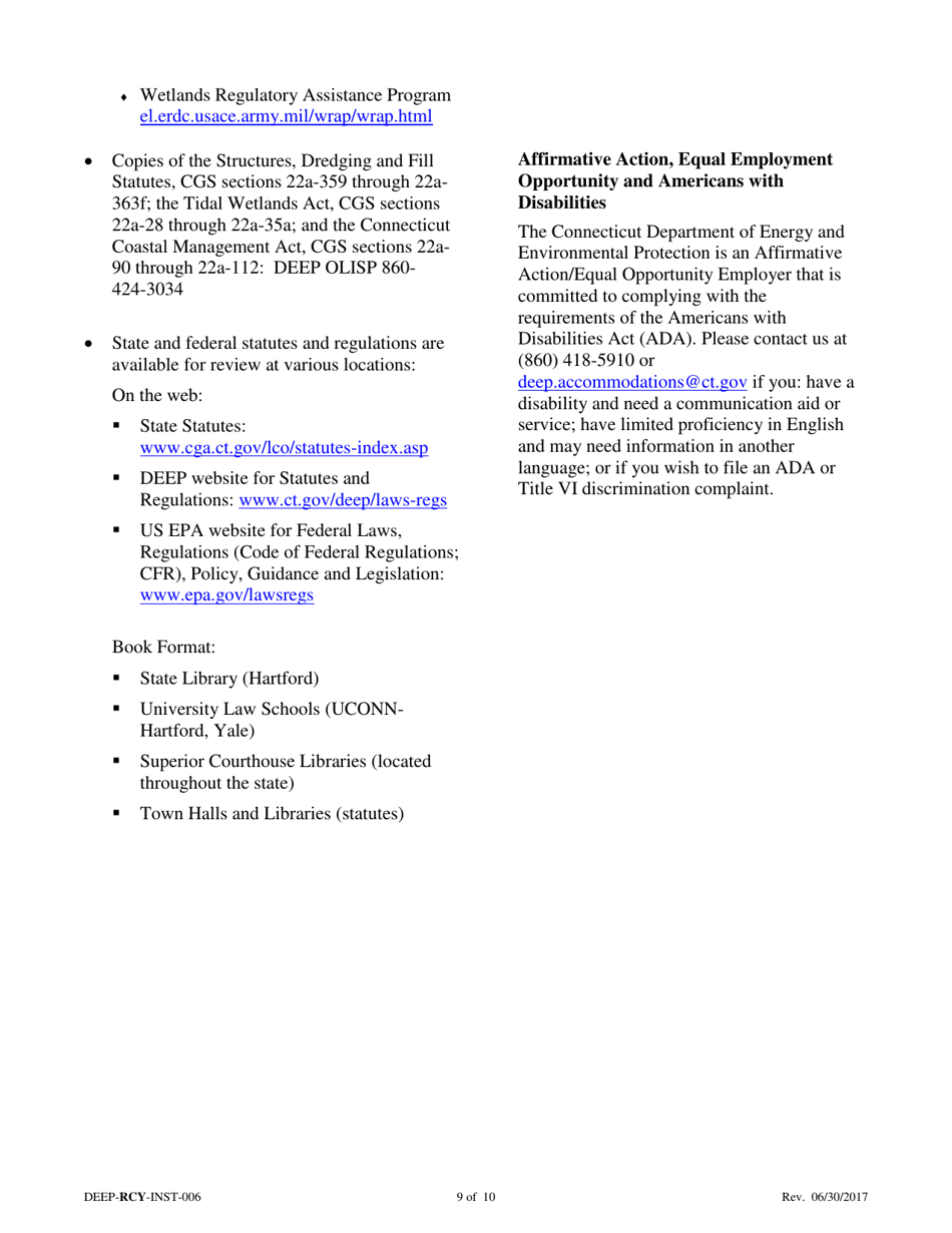 Instructions for Form DEEP-RCY-REG-006 General Permit Registration Form for the Addition of Grass Clippings at Registered Leaf Composting Facilities - Connecticut, Page 9