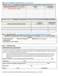 Appendix B Commercial Gp Facility Receiving Ash Residue - Quarterly Solid Waste (SW) Reporting Form - Connecticut, Page 2