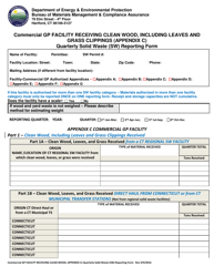 Document preview: Appendix C Commercial Gp Facility Receiving Clean Wood, Including Leaves and Grass Clippings - Quarterly Solid Waste (SW) Reporting Form - Connecticut
