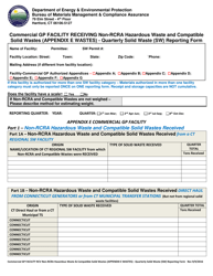 Document preview: Appendix E Commercial Gp Facility Receiving Non-rcra Hazardous Waste and Compatible Solid Waste - Quarterly Solid Waste (SW) Reporting Form - Connecticut