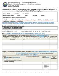 Document preview: Appendix F Commercial Gp Facility Receiving Source Separated Recyclables - Quarterly Solid Waste (SW) Reporting Form - Connecticut