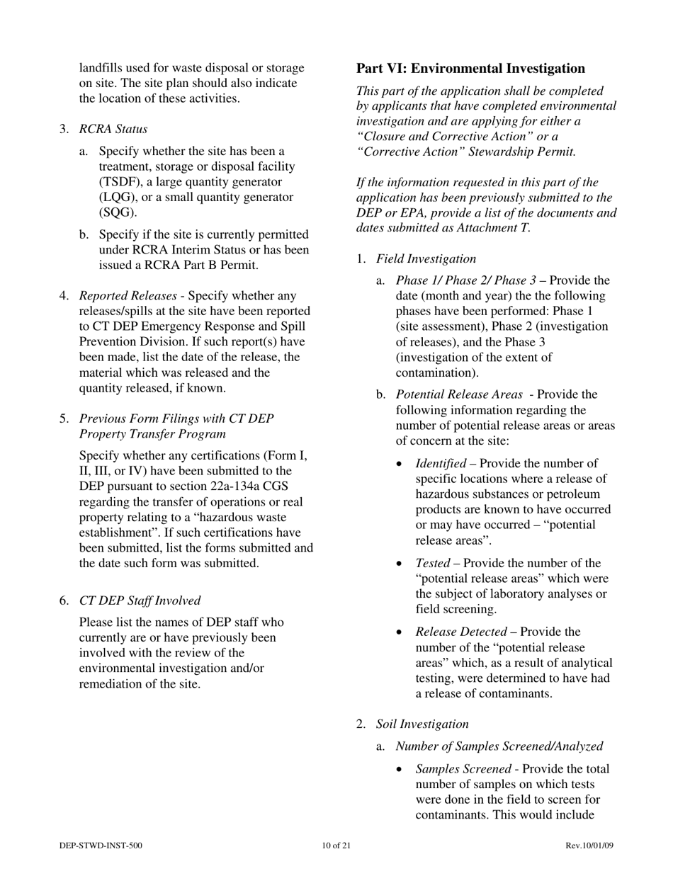 Instructions for Form DEP-STWD-APP-500 Permit Application for a Stewardship Permit - Connecticut, Page 10