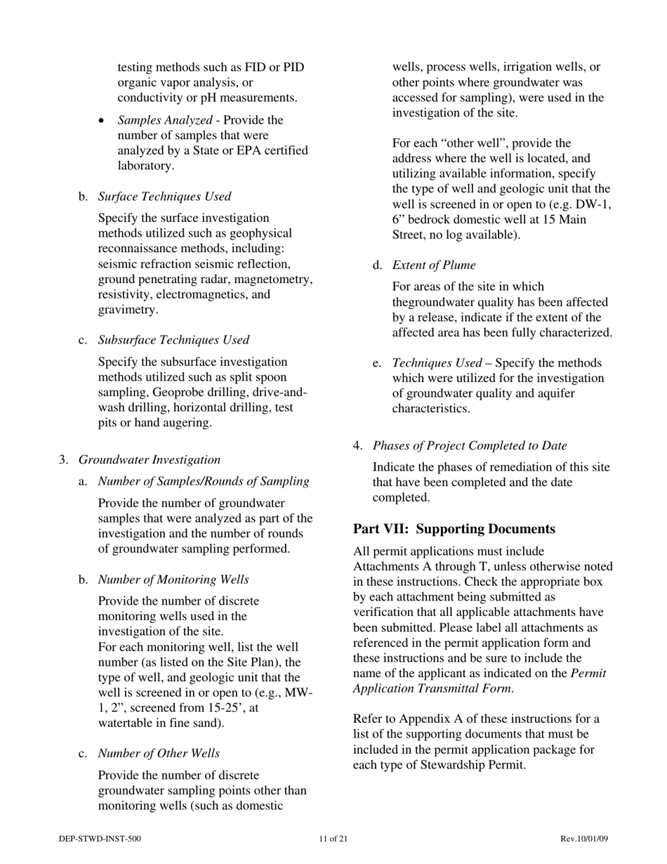 Instructions for Form DEP-STWD-APP-500 Permit Application for a Stewardship Permit - Connecticut, Page 11