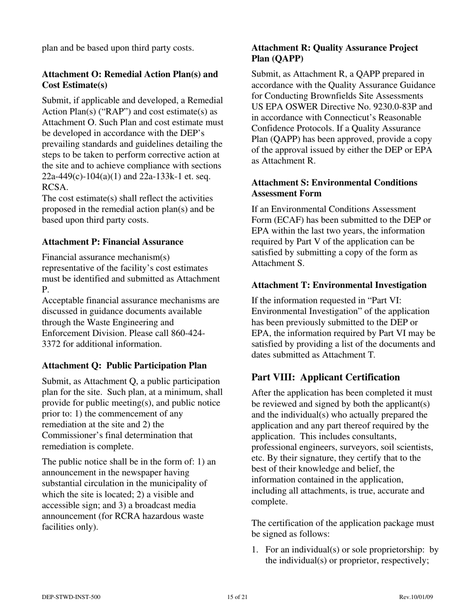 Instructions for Form DEP-STWD-APP-500 Permit Application for a Stewardship Permit - Connecticut, Page 15