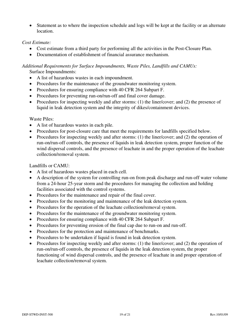 Instructions for Form DEP-STWD-APP-500 Permit Application for a Stewardship Permit - Connecticut, Page 19