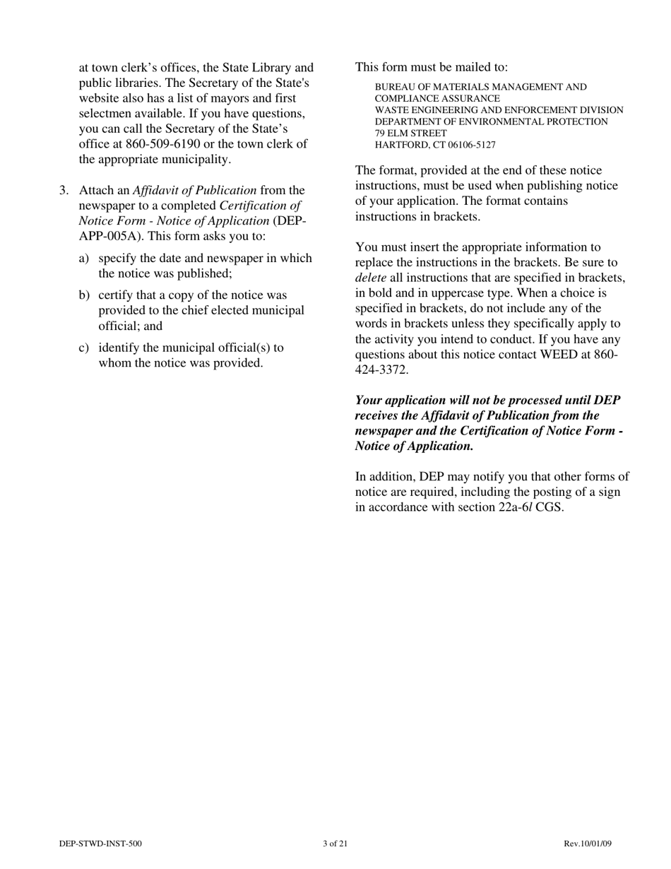 Instructions for Form DEP-STWD-APP-500 Permit Application for a Stewardship Permit - Connecticut, Page 3