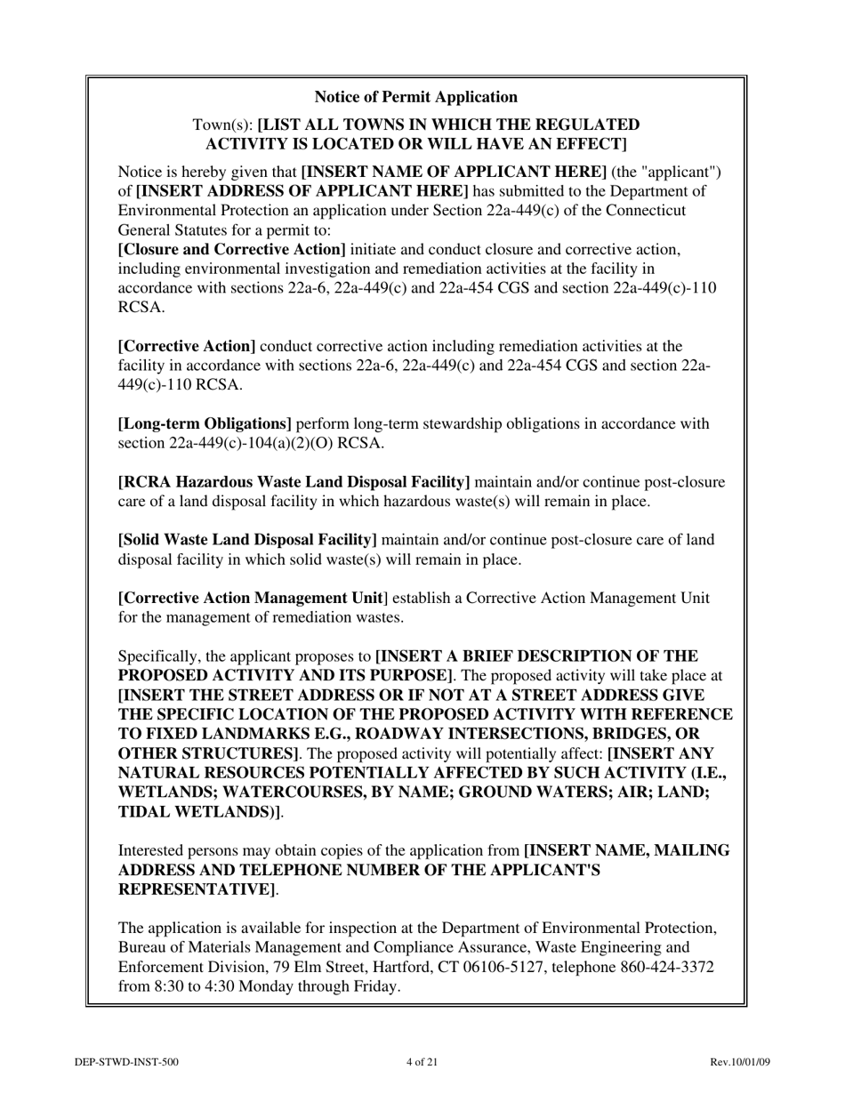 Instructions for Form DEP-STWD-APP-500 Permit Application for a Stewardship Permit - Connecticut, Page 4