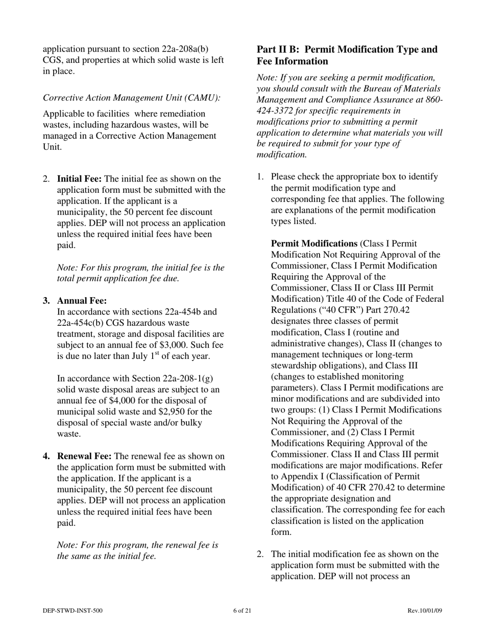 Instructions for Form DEP-STWD-APP-500 Permit Application for a Stewardship Permit - Connecticut, Page 6