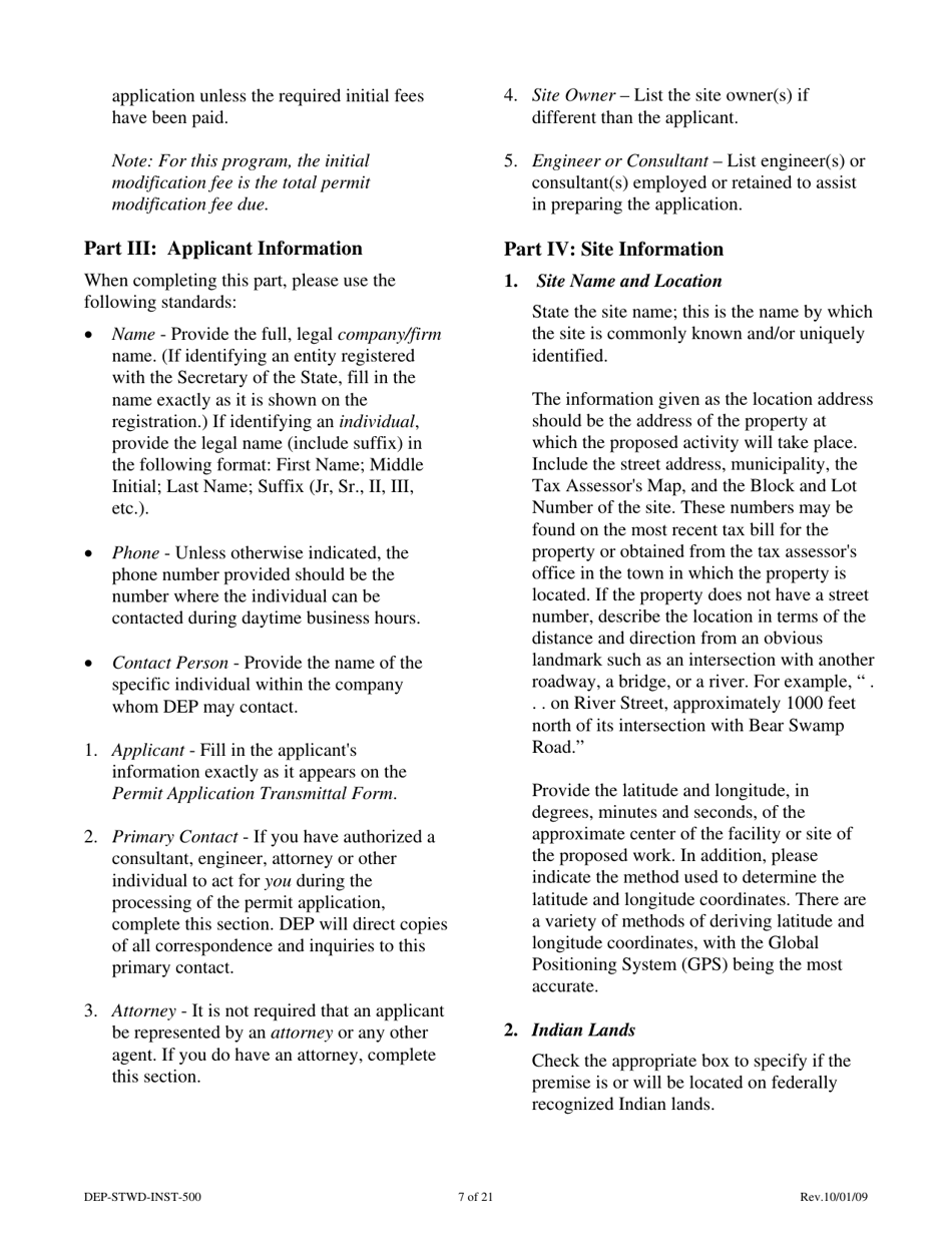 Instructions for Form DEP-STWD-APP-500 Permit Application for a Stewardship Permit - Connecticut, Page 7