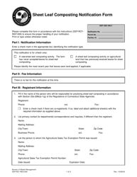 Document preview: Form DEP-RCY-REG-009 Sheet Leaf Composting Notification Form - Connecticut