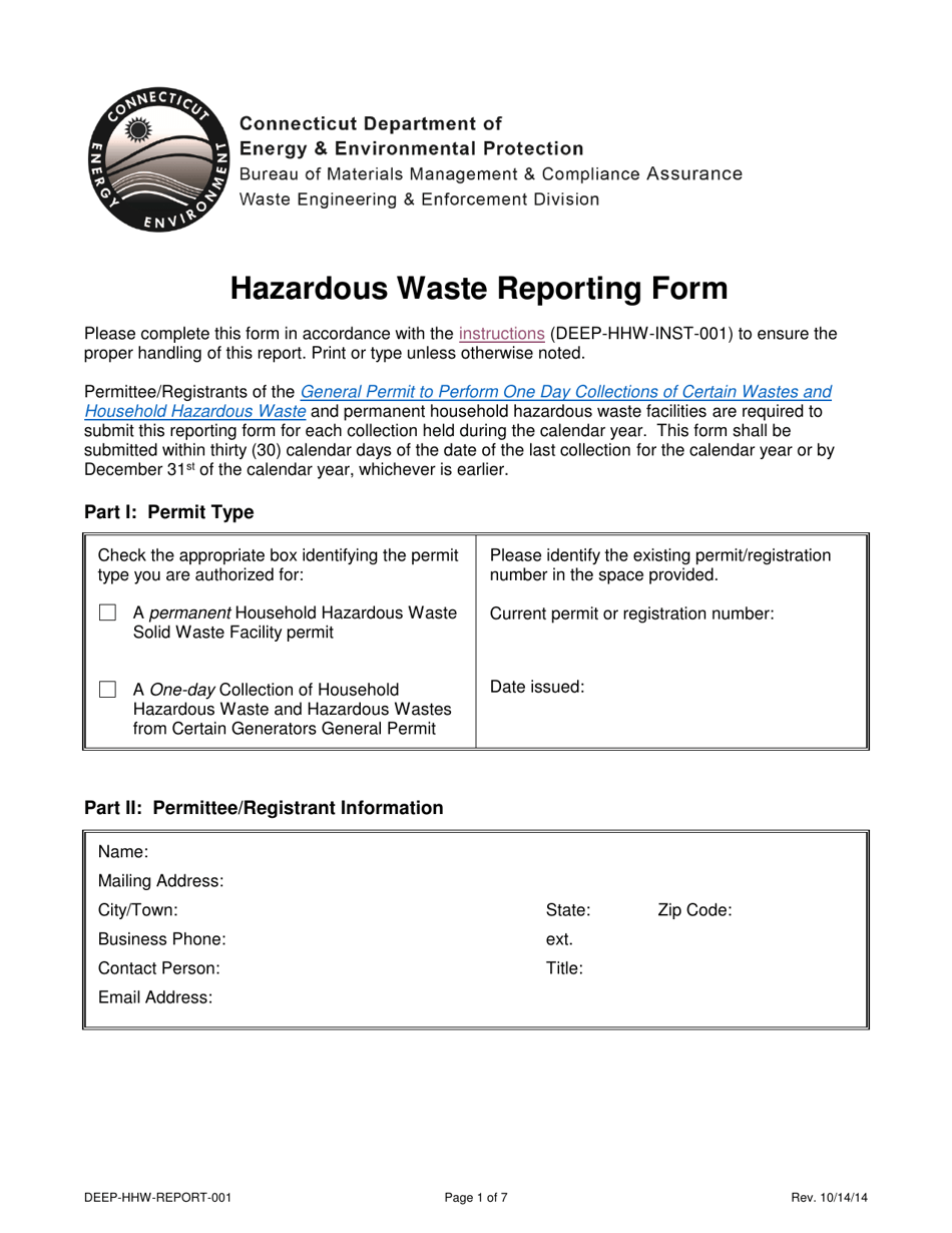 Form DEEPHHWREPORT001 Fill Out, Sign Online and Download Printable
