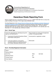 Form DEEP-HHW-REPORT-001 Hazardous Waste Reporting Form - Connecticut