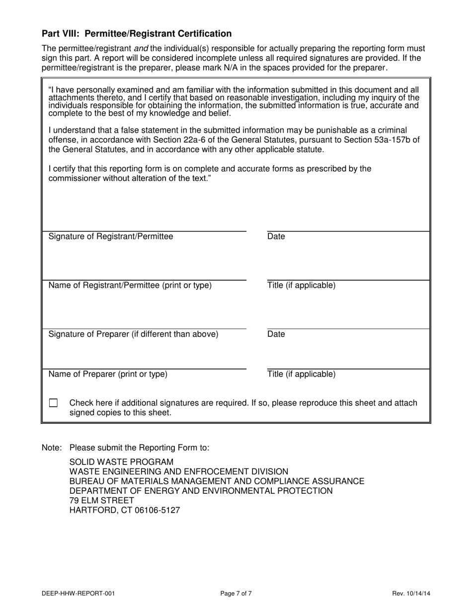 Form DEEP-HHW-REPORT-001 Hazardous Waste Reporting Form - Connecticut, Page 7