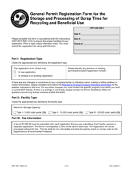 Document preview: Form DEP-RCY-REG-013 General Permit Registration Form for the Storage and Processing of Scrap Tires for Recycling and Beneficial Use - Connecticut
