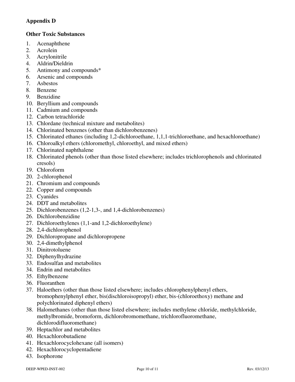 Instructions for Form DEEP-WPED-APP-002 Facility and Wastewater Treatment System Modification Notification and Request for Approval - Connecticut, Page 10