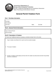 Document preview: Form DEEP-WPED-GP-VIOL General Permit Violation Form - Connecticut