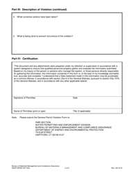 Form DEEP-WPED-GP-VIOL General Permit Violation Form - Connecticut, Page 2