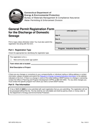 Form DEP-WPED-REG-018 General Permit Registration Form for the Discharge of Domestic Sewage - Connecticut