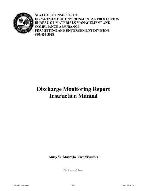 Form DEP-PED-DMR-001 Discharge Monitoring Report Instruction Manual - Connecticut