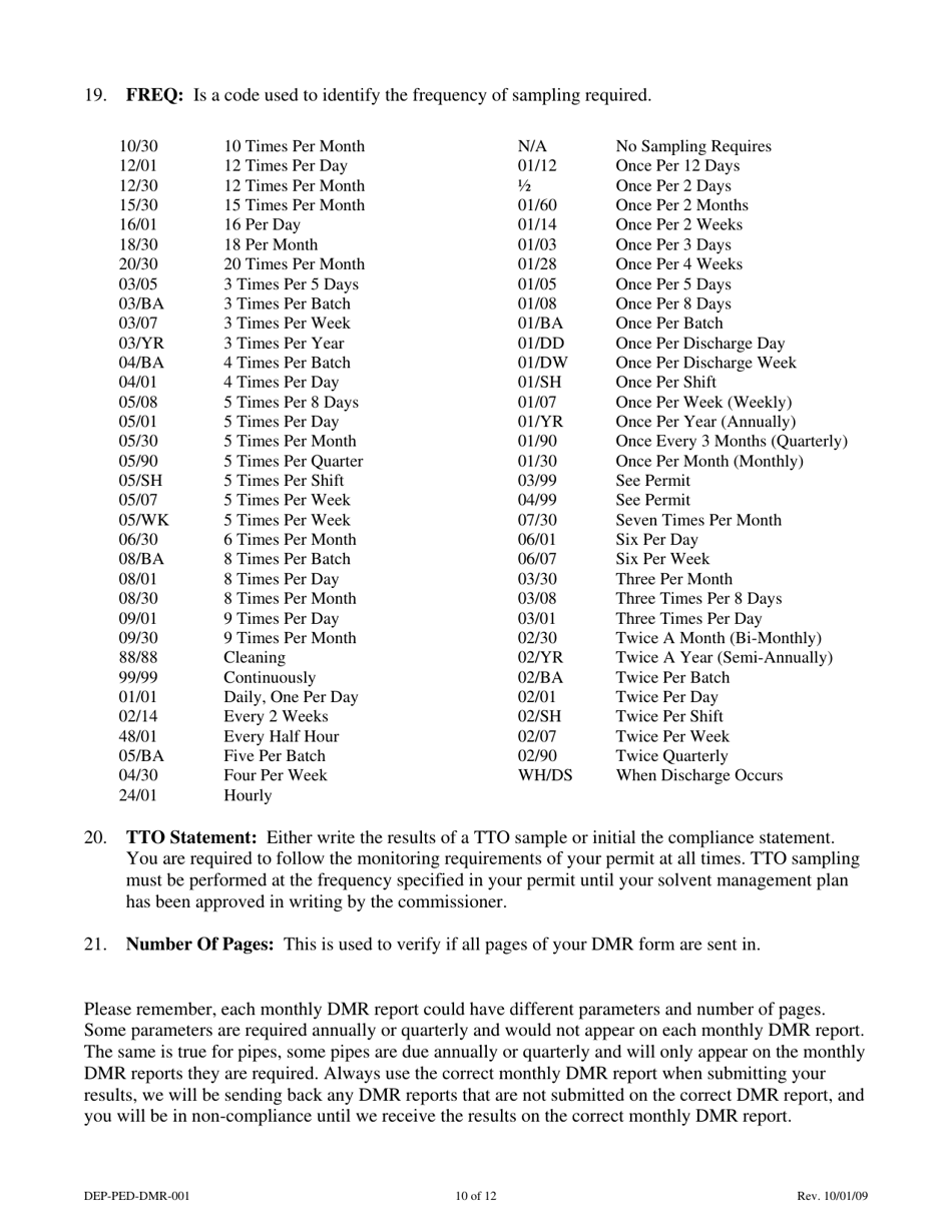 Form DEP-PED-DMR-001 Discharge Monitoring Report Instruction Manual - Connecticut, Page 10