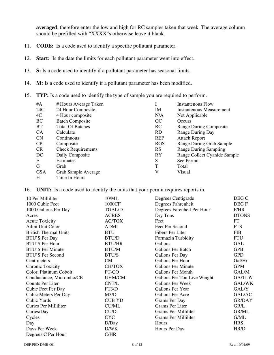 Form DEP-PED-DMR-001 Discharge Monitoring Report Instruction Manual - Connecticut, Page 8