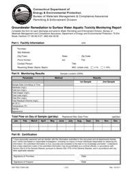Document preview: Form DEP-PED-TOXIC-020 Groundwater Remediation to Surface Water Aquatic Toxicity Monitoring Report - Connecticut