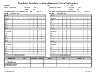 Form DEP-PED-TOXIC-020 Groundwater Remediation to Surface Water Aquatic Toxicity Monitoring Report - Connecticut, Page 2
