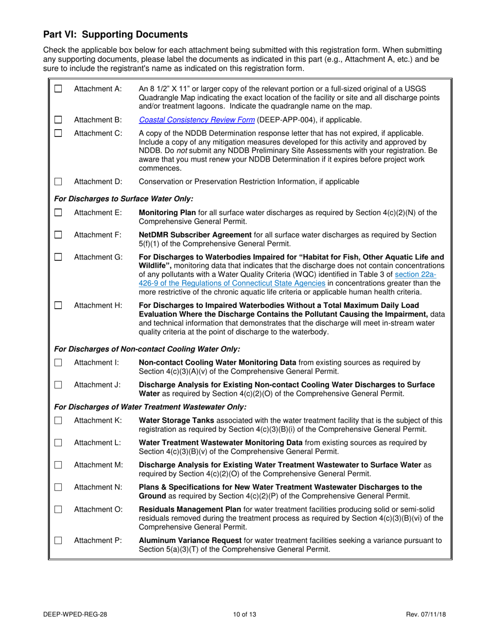Form DEEP-WPED-REG-28 Comprehensive General Permit Registration Form for Discharges to Surface Water and Groundwater - Connecticut, Page 10