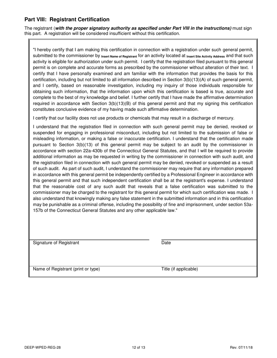Form DEEP-WPED-REG-28 Comprehensive General Permit Registration Form for Discharges to Surface Water and Groundwater - Connecticut, Page 12