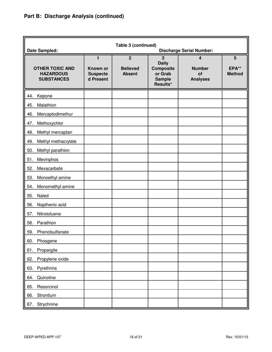 Form DEEP-WPED-APP-107 Attachment O Discharge Information - Connecticut, Page 16