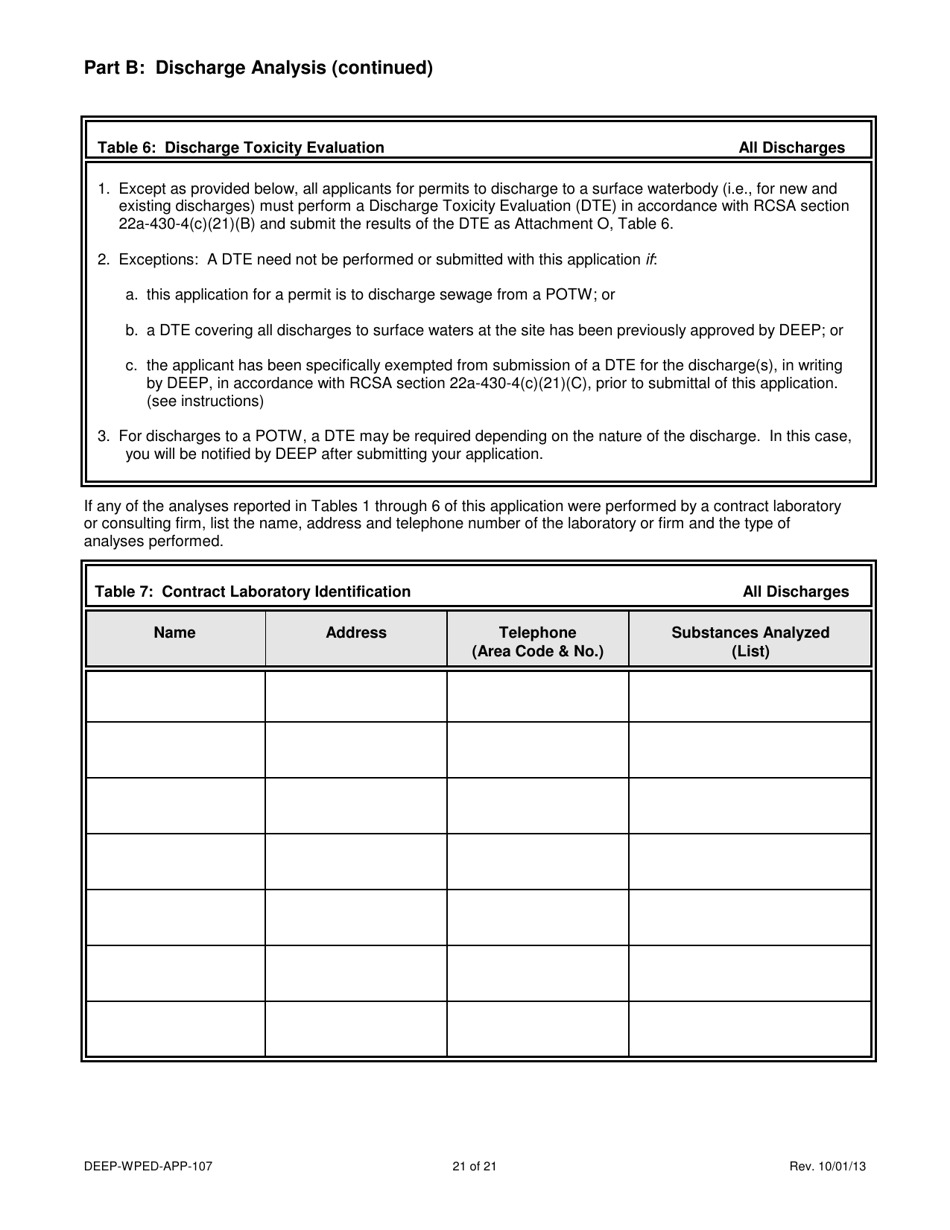 Form DEEP-WPED-APP-107 Attachment O Discharge Information - Connecticut, Page 21