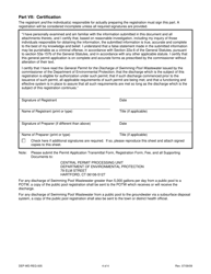 Form DEP-WD-REG-005 General Permit Registration Form for the Discharge of Swimming Pool Wastewater From a Public Pool - Connecticut, Page 4