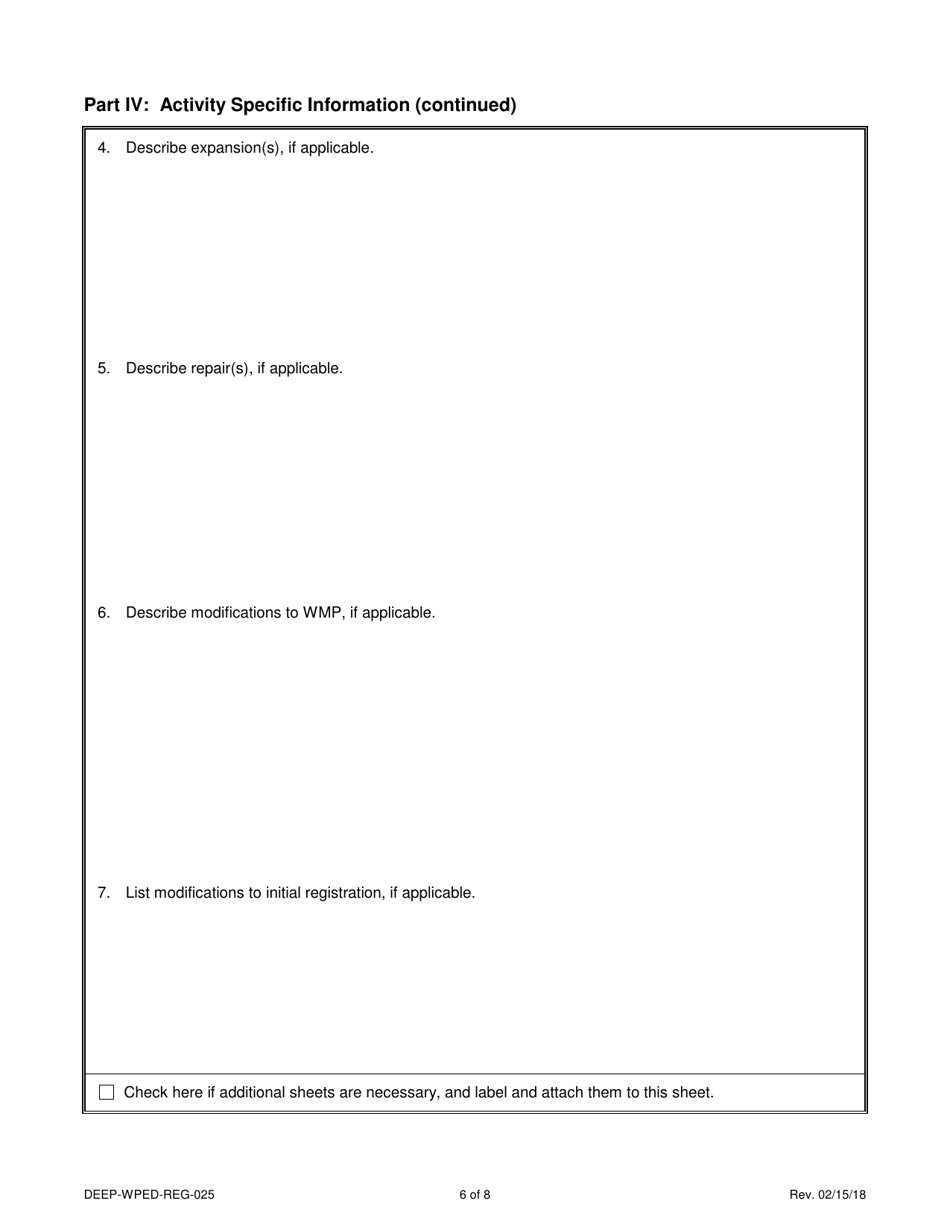Form DEEP-WPED-REG-025 General Permit Registration Form to Discharge From Subsurface Sewage Disposal Systems Serving Existing Facilities - Connecticut, Page 6