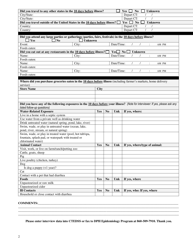 General Enteric Diseases Interview Form - Cryptosporidium - Connecticut, Page 2