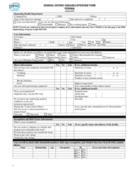 General Enteric Diseases Interview Form - Yersinia - Connecticut