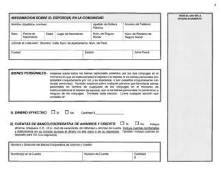 Formulario W-1-SAS Aplicacion Para La Determinacion De Bienes Personales Del Esposo (De La Esposa) - Connecticut (Spanish), Page 2