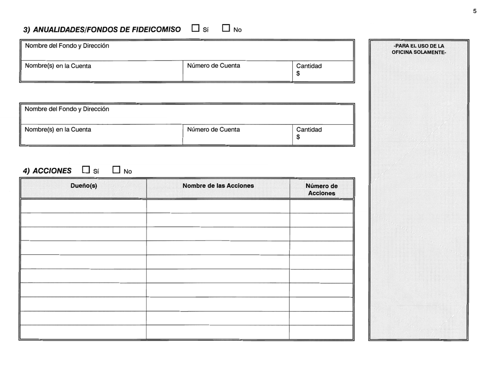 Formulario W-1-SAS Aplicacion Para La Determinacion De Bienes Personales Del Esposo (De La Esposa) - Connecticut (Spanish), Page 5