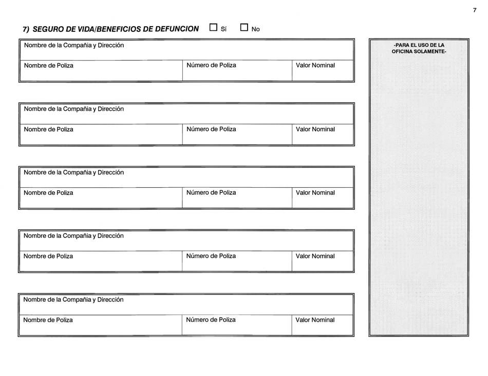 Formulario W-1-SAS Aplicacion Para La Determinacion De Bienes Personales Del Esposo (De La Esposa) - Connecticut (Spanish), Page 7