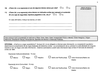 Formulario W-1-SAS Aplicacion Para La Determinacion De Bienes Personales Del Esposo (De La Esposa) - Connecticut (Spanish), Page 9
