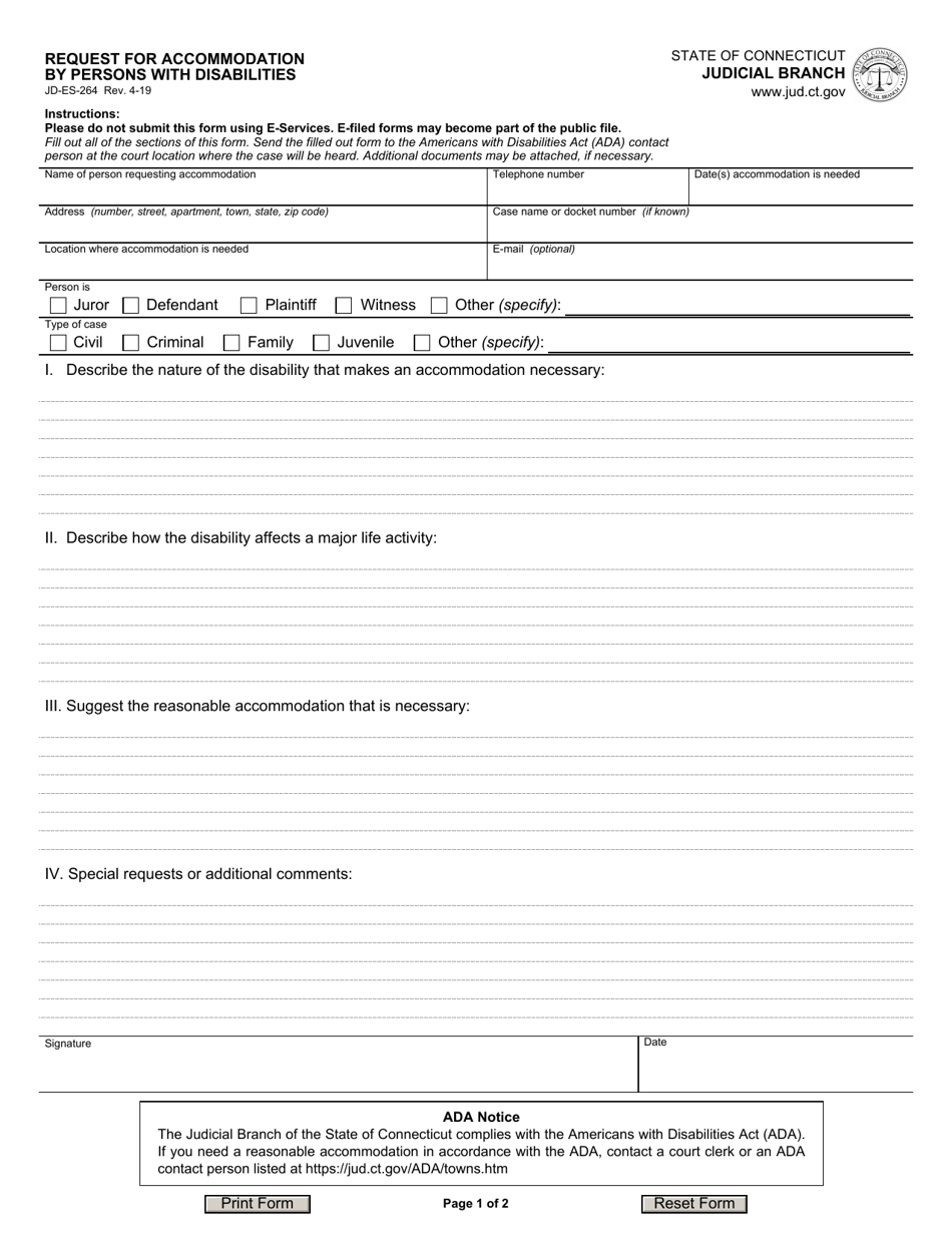 Form JD-ES-264 Download Fillable PDF or Fill Online Request for ...