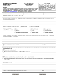 Form JD-ES-284 &quot;Discrimination Complaint/ Federal Grants&quot; - Connecticut