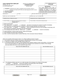 Form JD-FM-237 &quot;Legal Separation Complaint&quot; - Connecticut