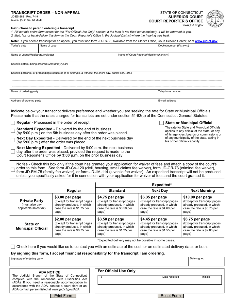 Form JD-ES-262 - Fill Out, Sign Online and Download Fillable PDF ...