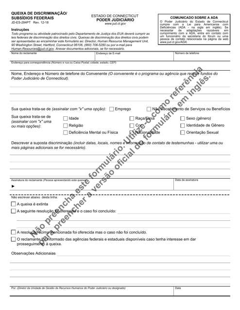 Form JD-ES-284PT Discrimination Complaint/ Federal Grants - Connecticut (Portuguese)