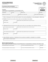 Document preview: Form JD-FM-278 Notice of Mediation or Collaborative Divorce - Connecticut