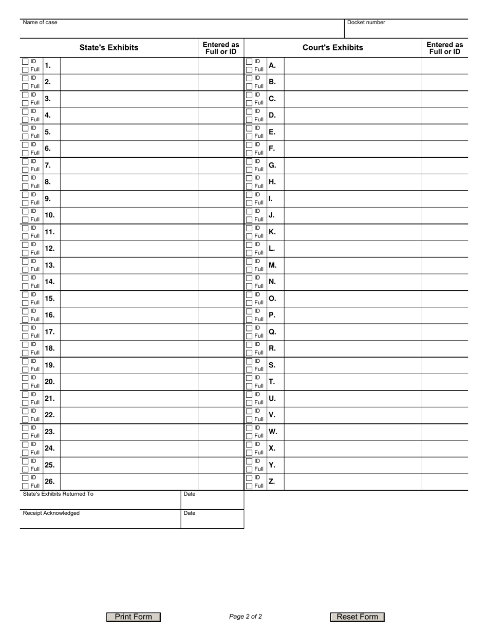 Form JD-CL-28 List of Exhibits - Connecticut, Page 3