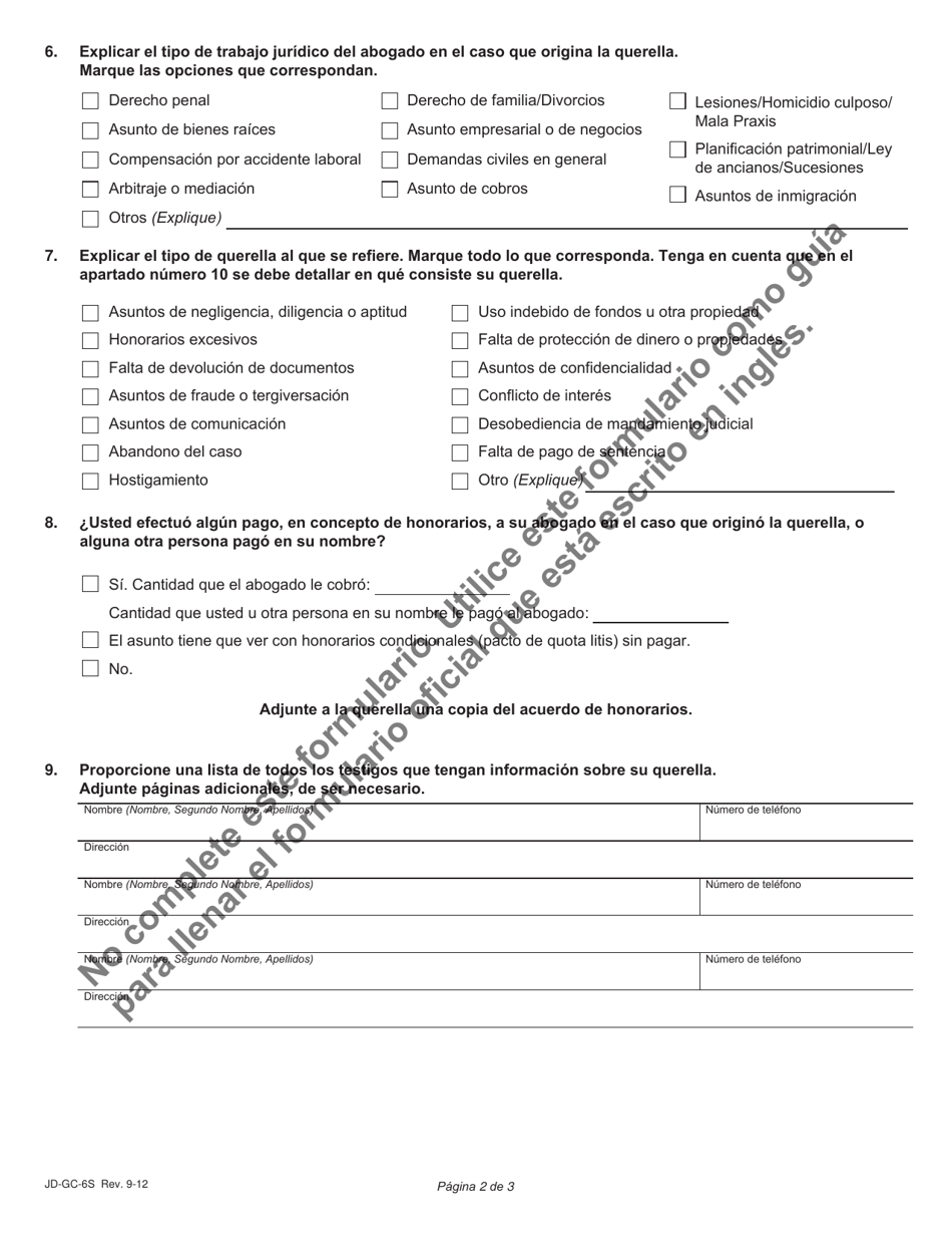 Formulario JD-GC-6S Querella Contra Abogado (Querella De Agravio) - Connecticut (Spanish), Page 4